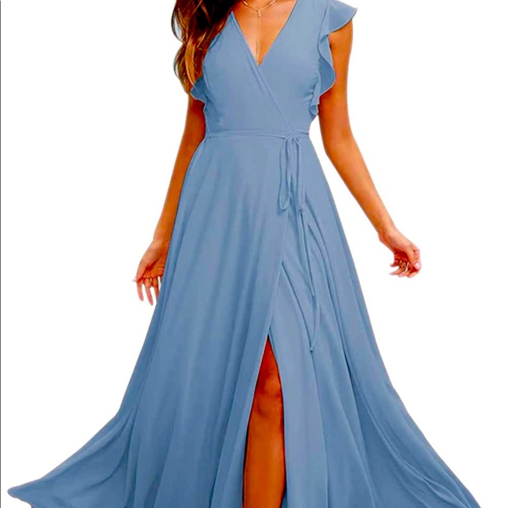Slate Blue Wrap Dress